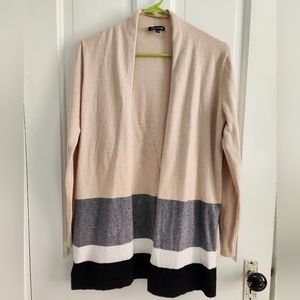 Pink Clover Open Front Color Block Sweater, Medium